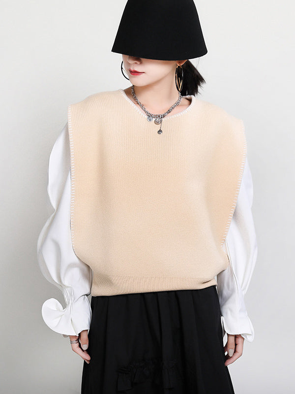 flowersverse Urban Black&Apricot Knitting Vest