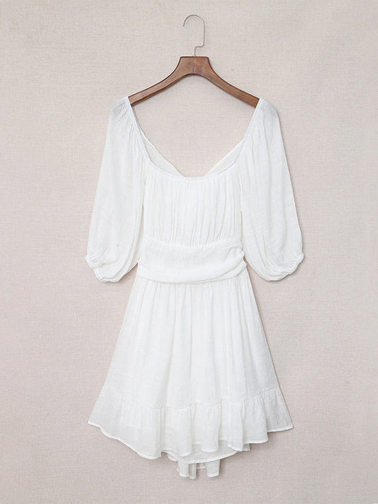 flowersverse Bow Short Sleeves Mini Dress