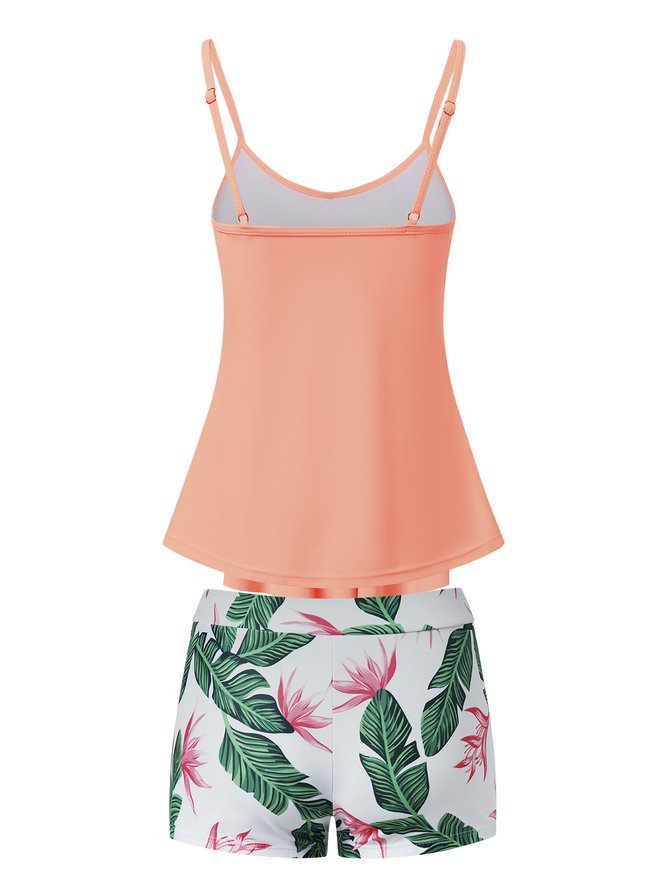 flowersverse Vacation Plants Flouncing Scoop Neck Tankinis Two-Piece Set
