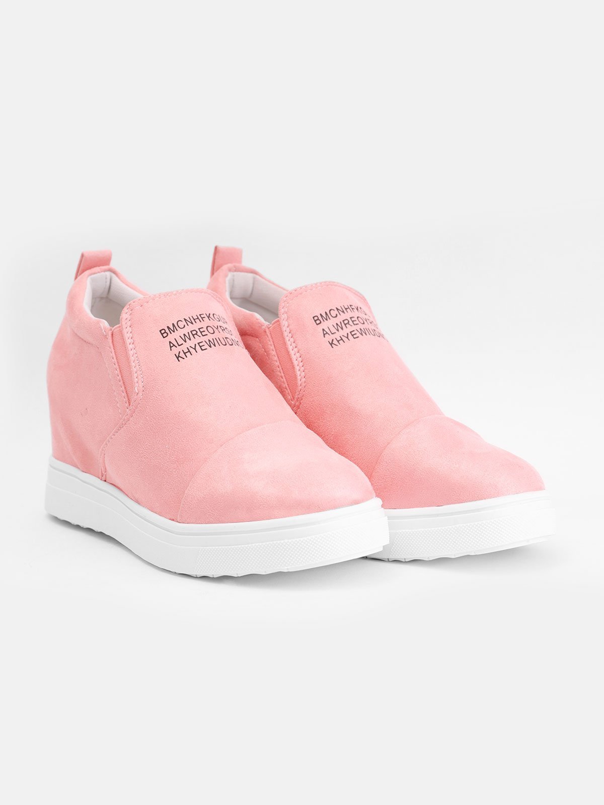 flowersverse Women Faux Suede Wedge heel Sneakers Slip on Breathable Shoes