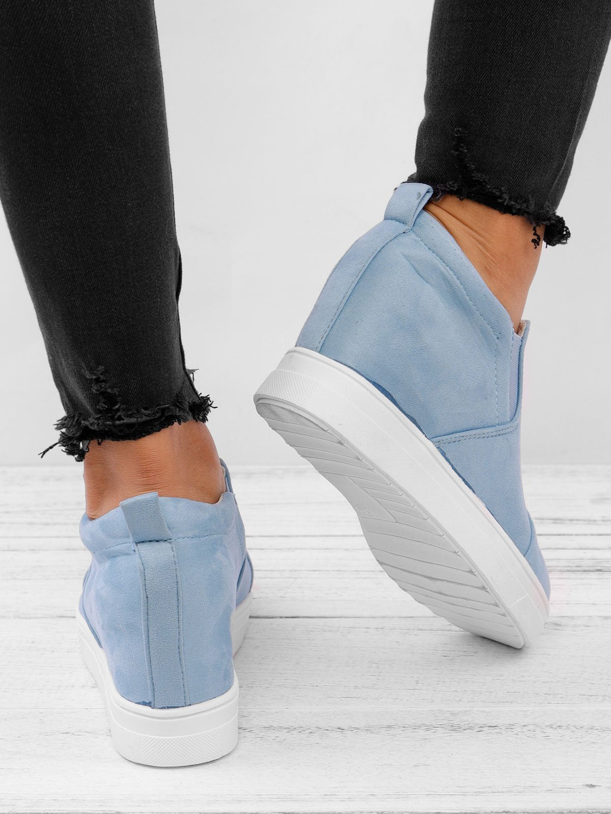 flowersverse Women Faux Suede Wedge heel Sneakers Slip on Breathable Shoes