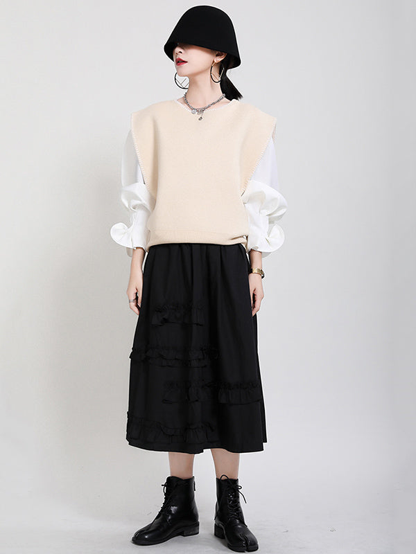 flowersverse Urban Black&Apricot Knitting Vest