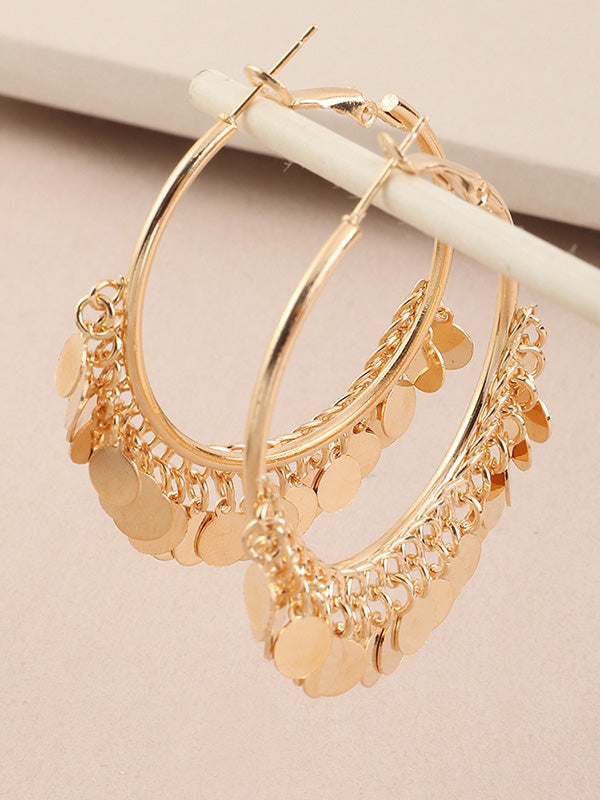 flowersverse Fashion Tasseled Solid Color Geometric Earrings Accessories
