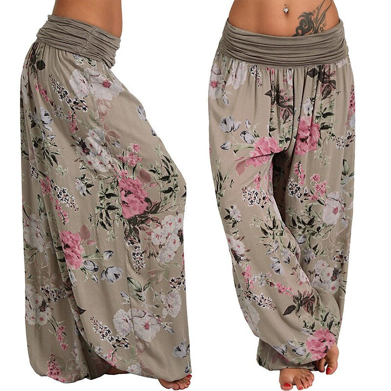 flowersverse Women‘s Harem Pants Breathable Quick Dry Moisture Wicking Yoga Fitness Gym Workout Bloomers Bottoms Apricot White Black Winter Plus Size Sports Activewear Micro-elastic Loose / Athletic