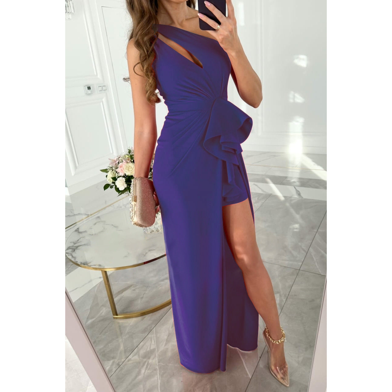 flowersverse Spring Summer Sexy Slash Shoulder Dress Casual Holidays Party Dress
