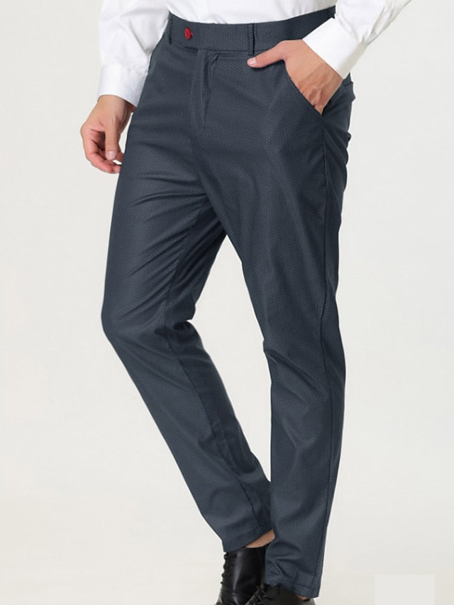 flowersverse Men's Dress Pants Trousers Chinos Pocket Straight Leg Print Polka Dot Comfort Outdoor Daily Going out 100% Cotton Streetwear Stylish Black Blue Micro-elastic