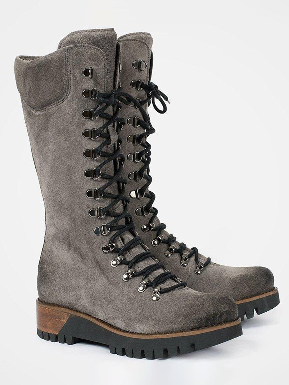 flowersverse Retro Suede Zipper Martin Combat Boots