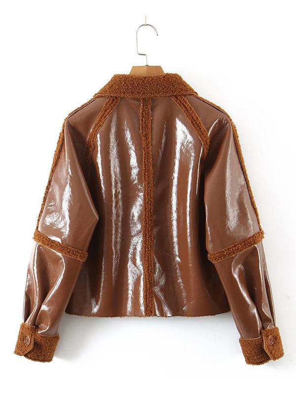 flowersverse Casual Loose Patchwork Lapel Collar Coat