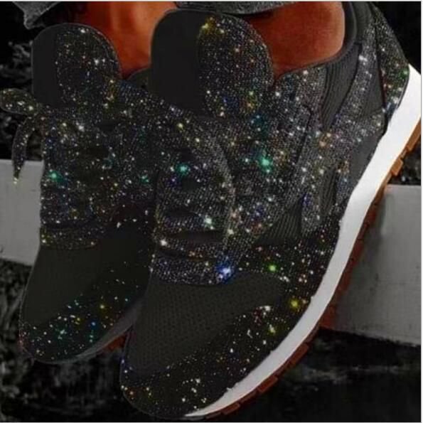 flowersverse Women Muffin Rhinestone New Crystal Platform Sneakers