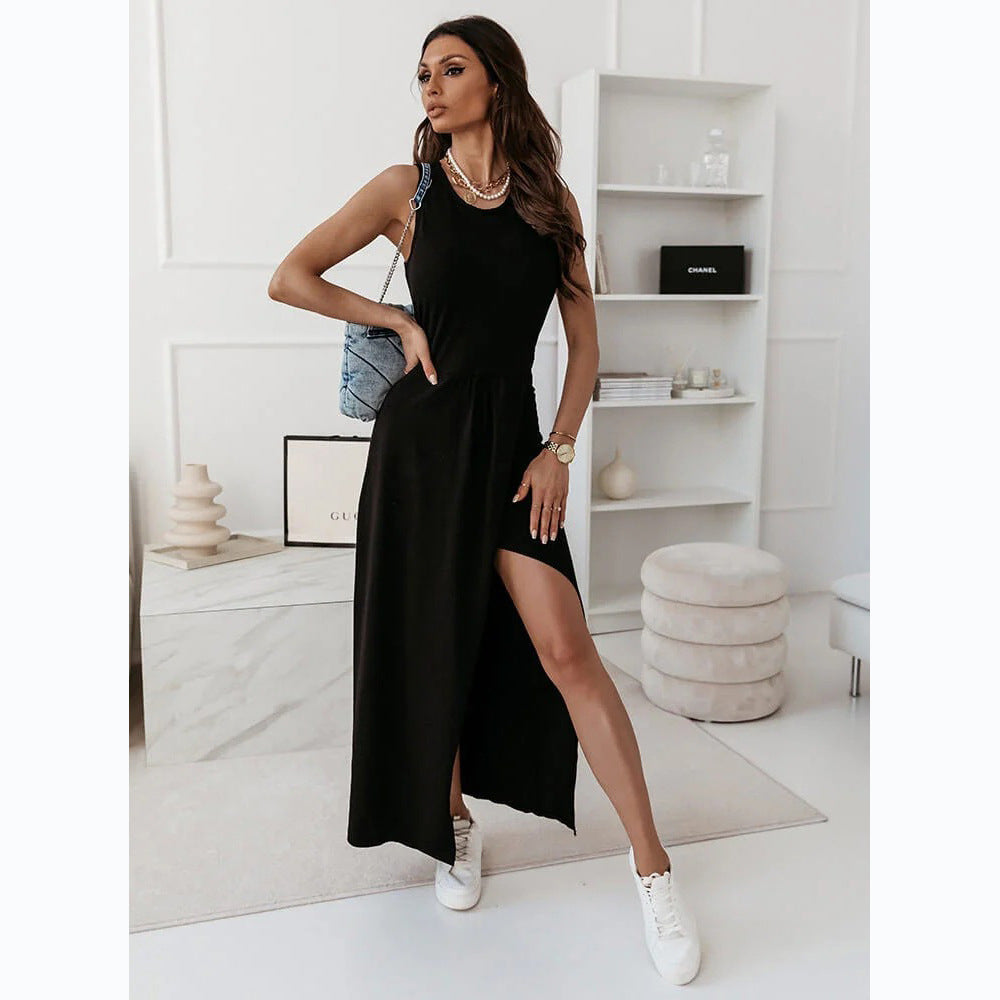 flowersverse Basic Model Casual Fashion Trendy Vest Sleeveless Long Dress