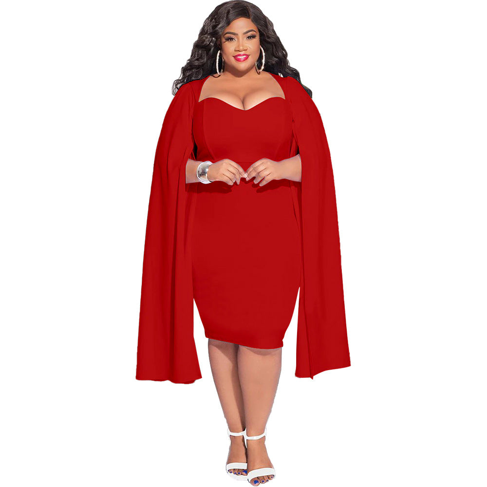 flowersverse Plus Size Women's Zhigong Fashion Temperament Hip Skirt Dress