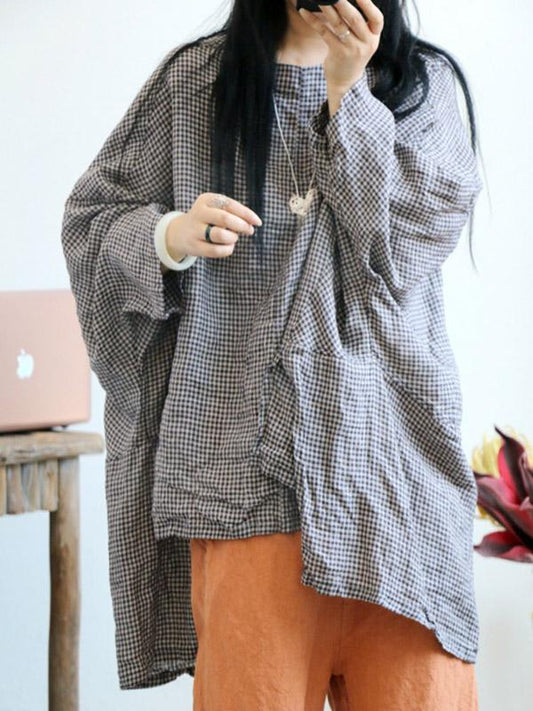 flowersverse Casual Linen Vintage Blouses