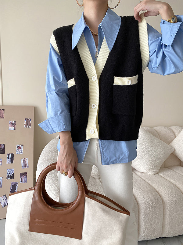 flowersverse Fashion Long Sleeves Solid Color Zipper Lapel Collar Blouses
