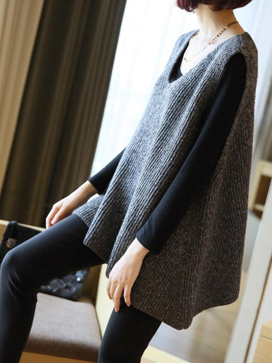 flowersverse Casual V-Neck Knitting Vest