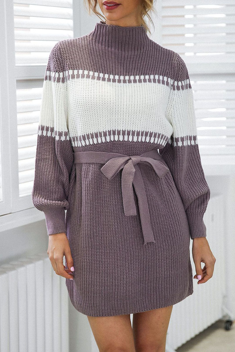 flowersverse Casual Geometric Half A Turtleneck Pencil Skirt Dresses(3 Colors)