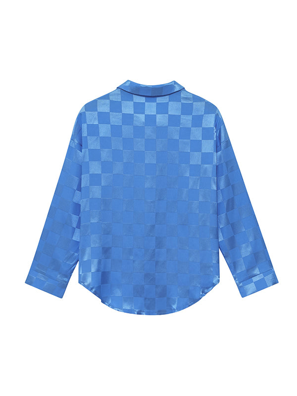 flowersverse Buttoned Plaid Long Sleeves Loose Lapel Blouses&shirts Tops