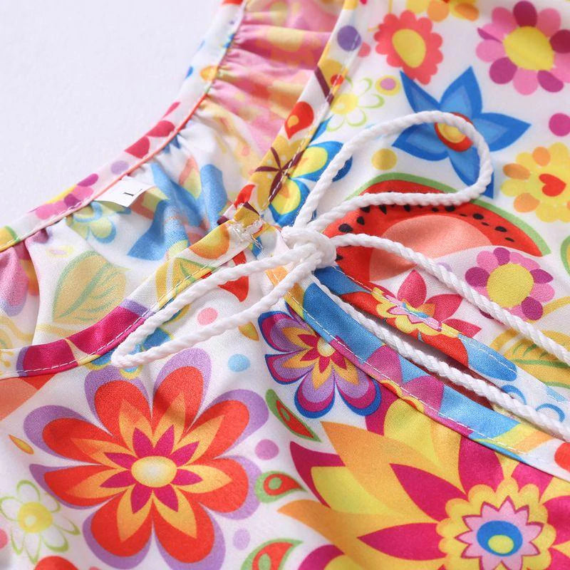 flowersverse Summer Women Boho Floral Long Sleeve Dress Holiday Beach Shirt Dress Ladies Print Mini Dress Plus Size