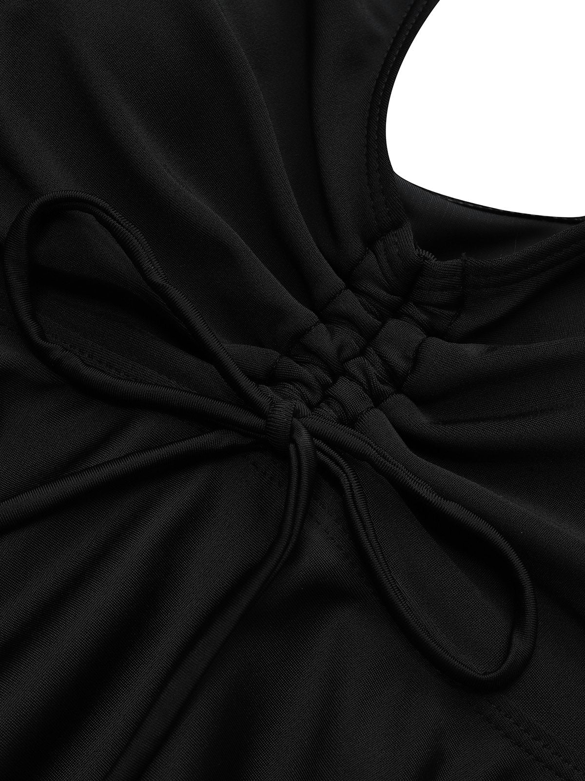 flowersverse Simple Plain Gathered V Neck Tankinis Two-Piece Set