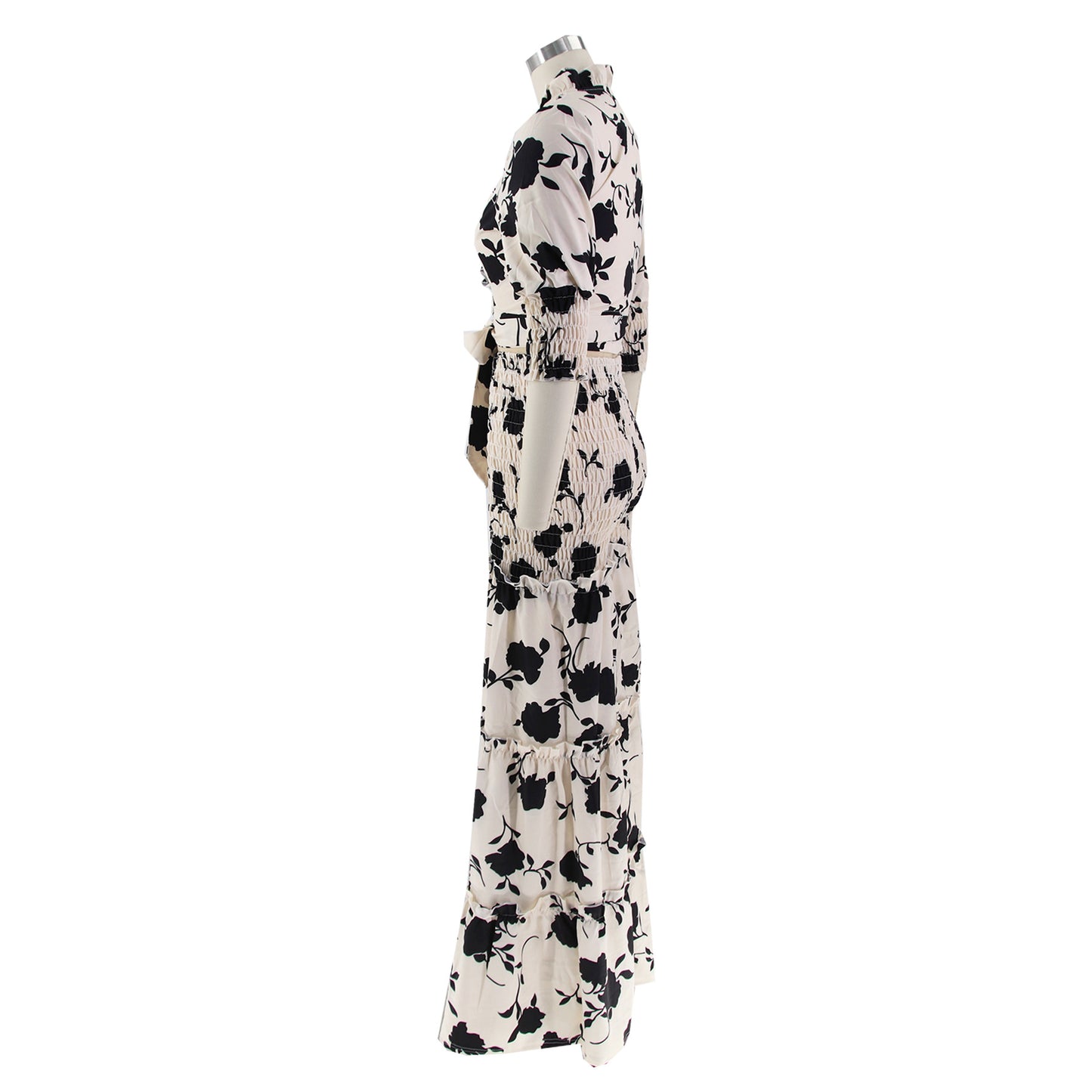 flowersverse Women's Lace-Up Printed Two-Piece Suit Wide Leg Pants Plus Size