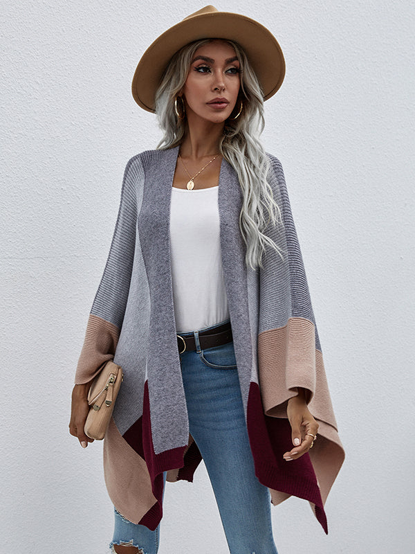 flowersverse Original Creation Contrast Color Striped Sweater Tops Cardigan Coats