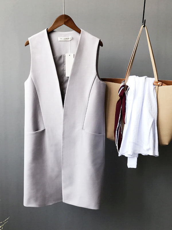 flowersverse Casual Loose Long Split-Joint Sleeveless Vest