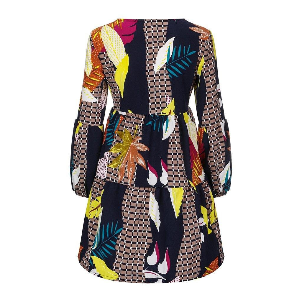 flowersverse Fashion Womens Long Sleeve Dress Maple Leaf Printed Swing Loose Comfy Casual Dress A-line Fashion Dress#D3