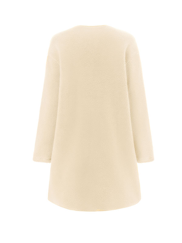 flowersverse Buttoned Long Sleeves Loose Round-Neck Outerwear