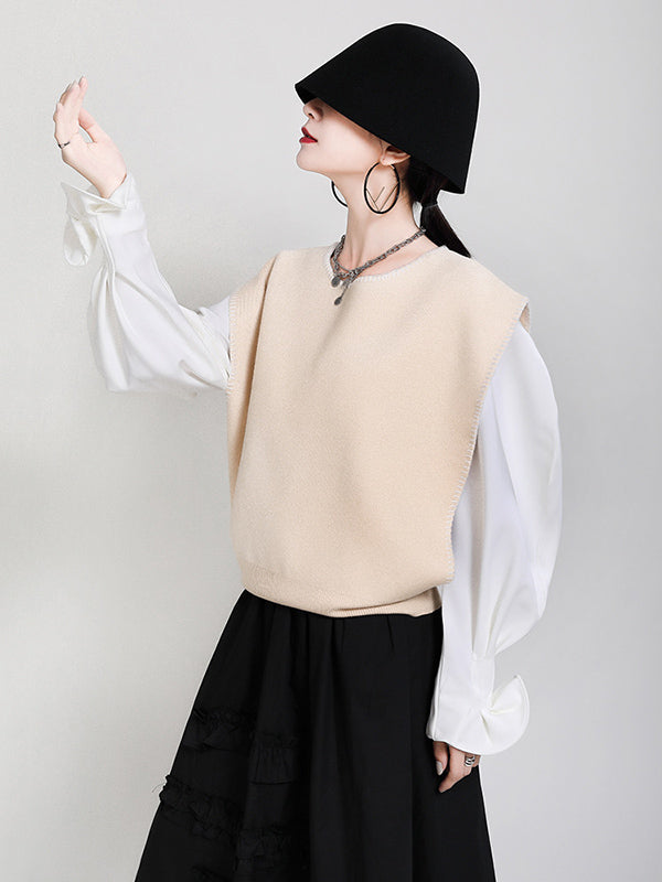flowersverse Urban Black&Apricot Knitting Vest