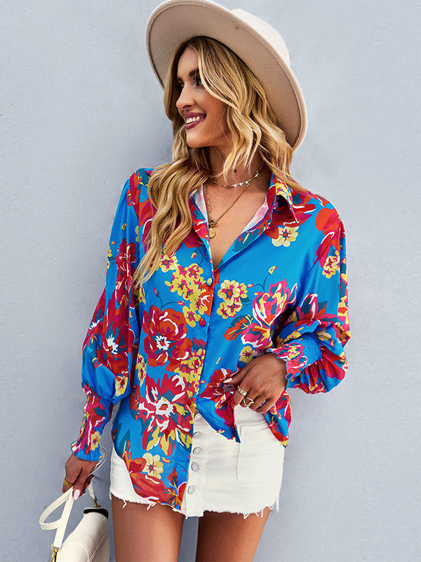 flowersverse Casual Loose Floral Blouses&Shirts Tops