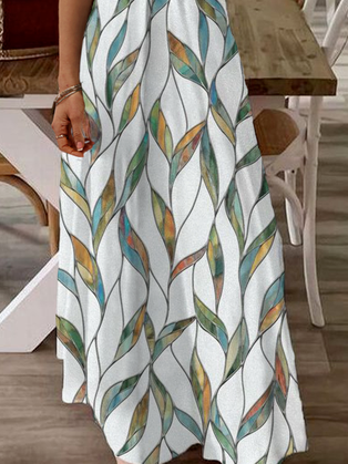 flowersverse Printed Casual Square Neck Short Sleeve Dress