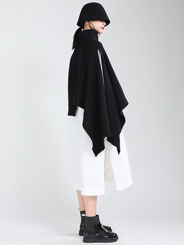 flowersverse Original Solid High-Neck Irregularity Sweater