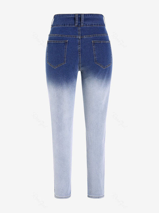 flowersverse Plus Size Dip Dye Ripped Jeans
