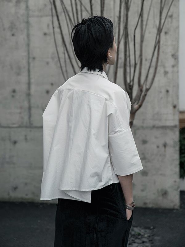 flowersverse Creamy White Cropped Three-Quarter Sleeve Shirt