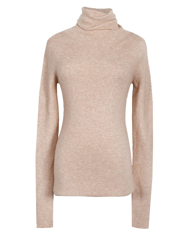 flowersverse Simple Skinny Long Sleeves Solid Color Sweater Tops