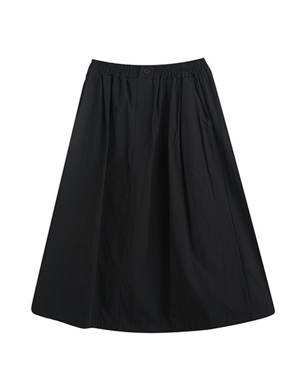 flowersverse Casual Buttoned Cardigan Top&Elasticity Skirt 2 Pieces Set