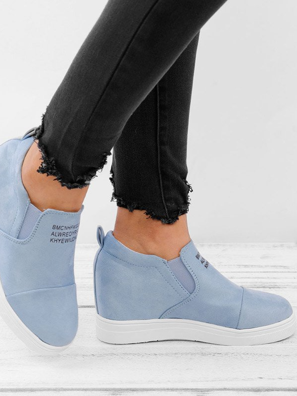 flowersverse Women Faux Suede Wedge heel Sneakers Slip on Breathable Shoes