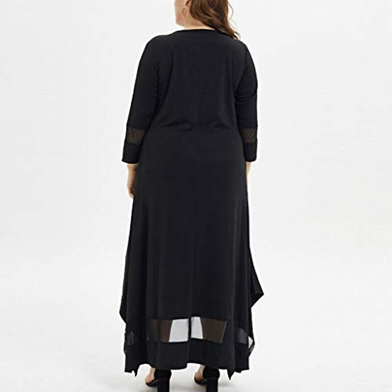 flowersverse Women's Plus Size Dress Solid Color Black XL XXL XXXL 4XL 5XL