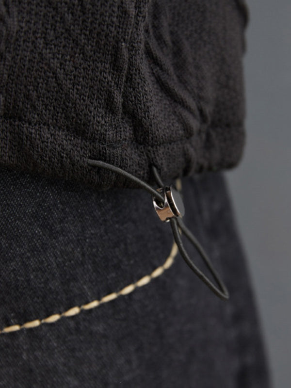 flowersverse Artistic Retro Long Sleeves Loose Drawstring Solid Color Hoodies&Sweatshirt Tops