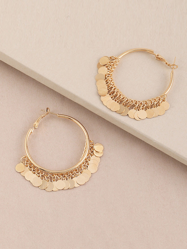flowersverse Fashion Tasseled Solid Color Geometric Earrings Accessories