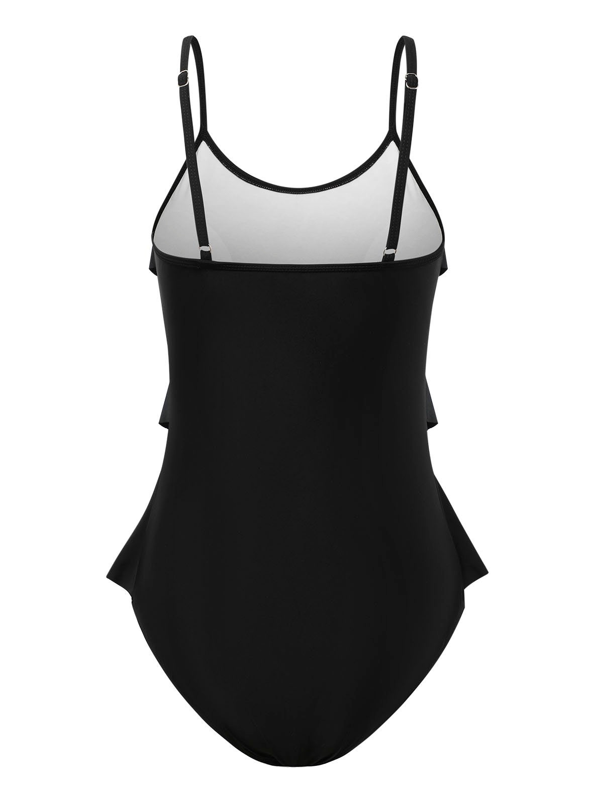 flowersverse Simple Plain Flouncing Scoop Neck One Pieces Swimsuit