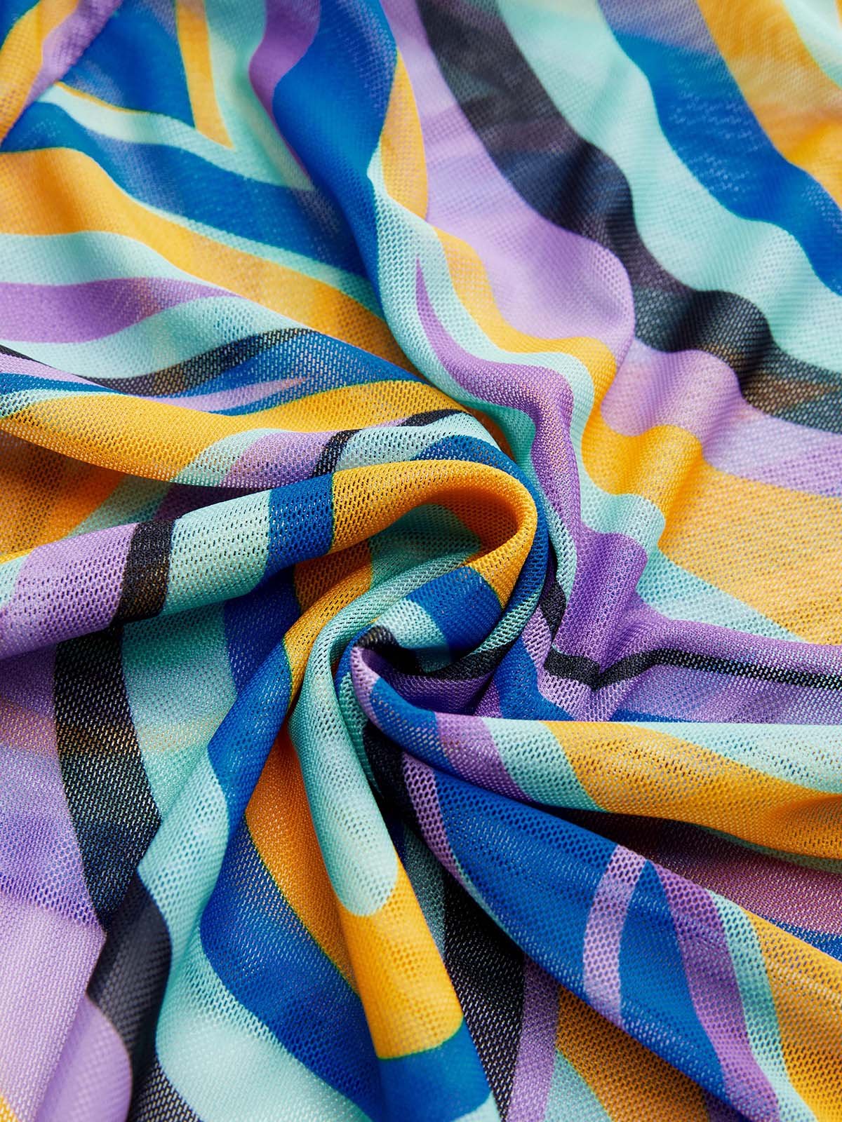 flowersverse Vacation Abstract Printing V Neck Bikinis set Three-Piece Set