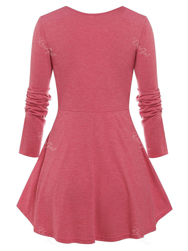 flowersverse Plus Size Cutout D Ring Skirted T-shirt