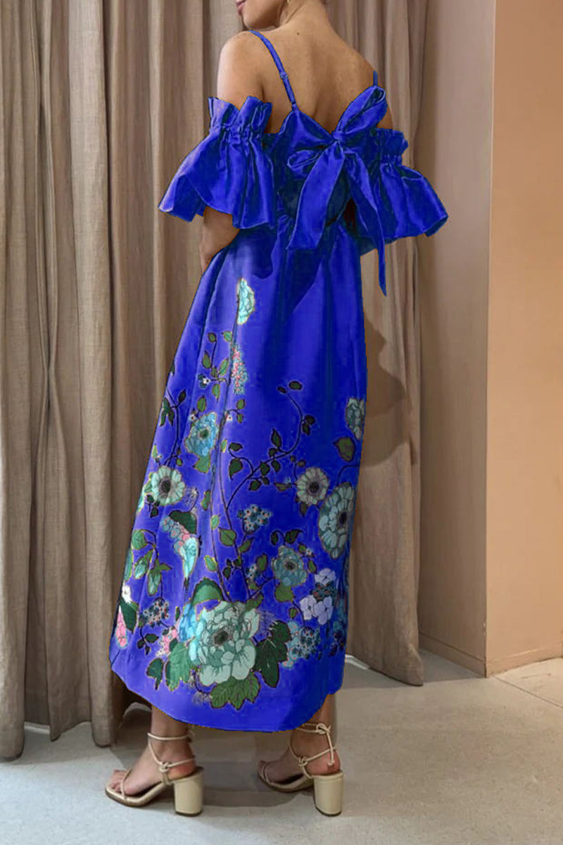 flowersverse Casual Floral Pocket Off the Shoulder A Line Dresses(5 Colors)