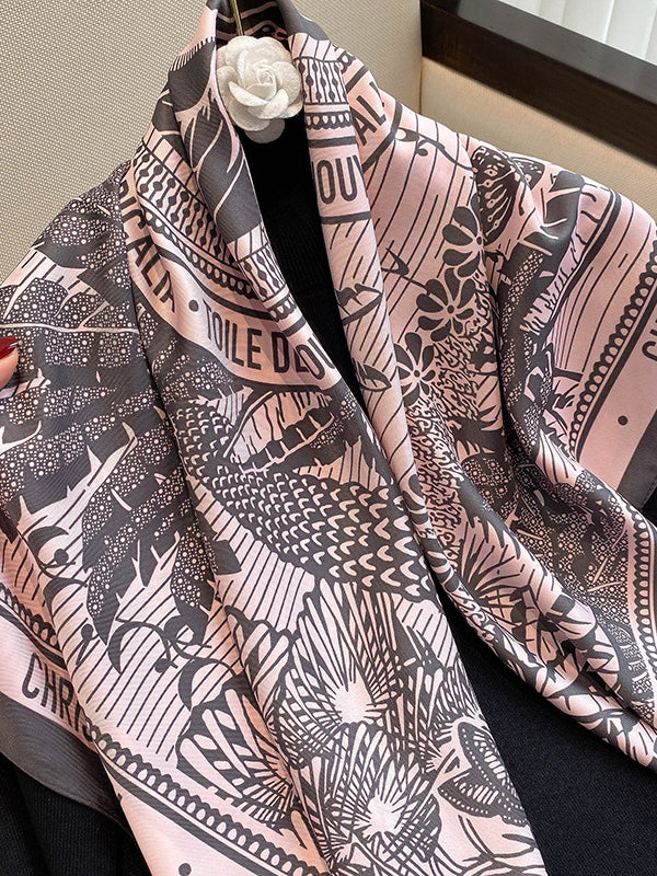 flowersverse Vacation Letter Print Animal Printed Printed Shawl&Scarf