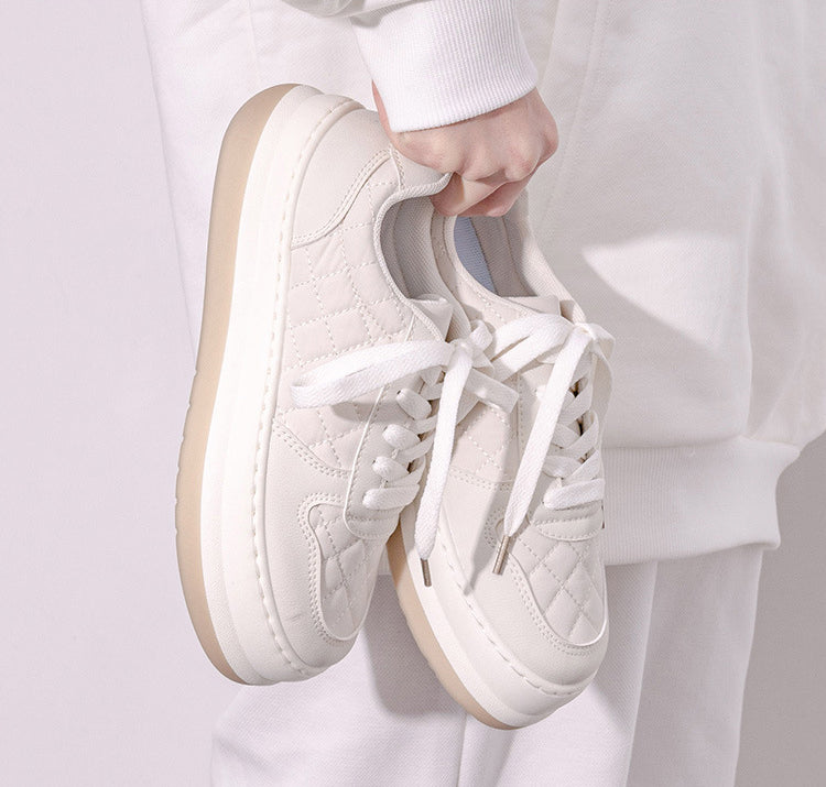 flowersverse Women's Sneakers Spring New Fashion Comfy Retro Thick-Soled White Casual Shoes Korean Style High Quality Women Sport Shoes