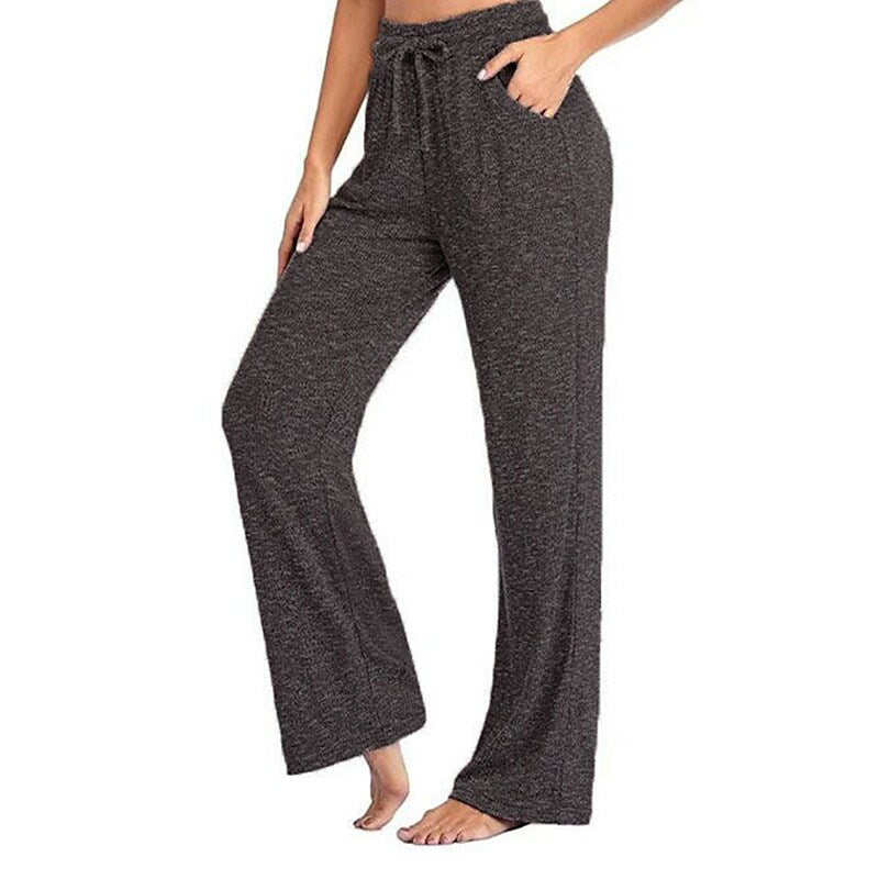 flowersverse Women's Plus Size Loungewear Pants Pure Color Simple Casual Comfort Home Daily Vacation Polyester Breathable Pant Pocket Elastic Waist Summer Spring Black Red