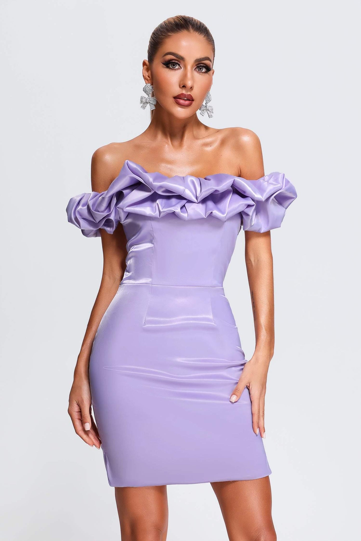 flowersverse Rebecca Off Shoulder Mini Dress