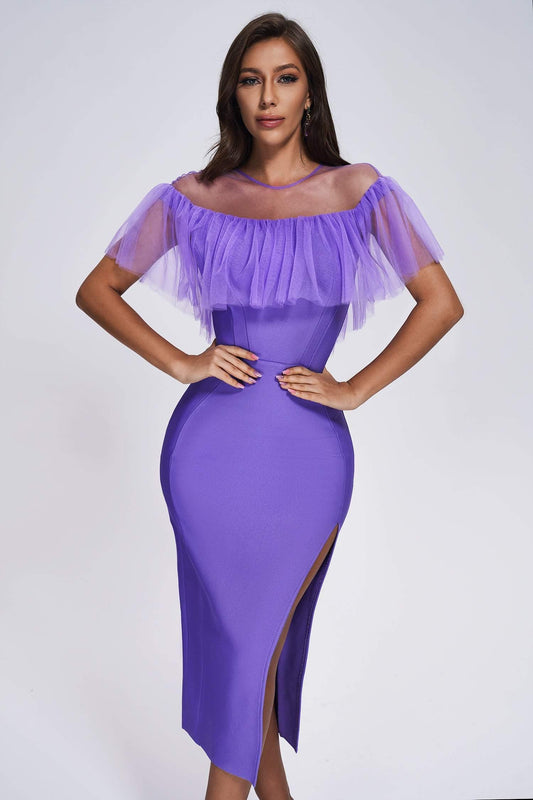 flowersverse Clavry Mesh Midi Bandage Dress