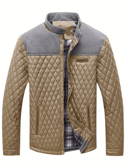 Men's Premium Quilted Winter Jacket - Warm, Lightweight, Casual Stand Collar Coat with Soft Filling, Water-Resistant Fabric, and Adjustable Hem for Comfortable Fit - Ideal for Outdoor Activities and Daily Wear