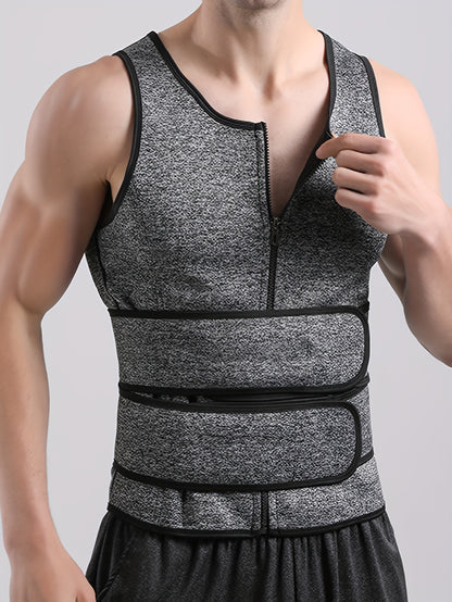 Men's Compression Sauna Vest Tank Top - Shirts for Workouts, Gym, and Fitness Training with Waist Trimming and Sweat-Boosting Technology